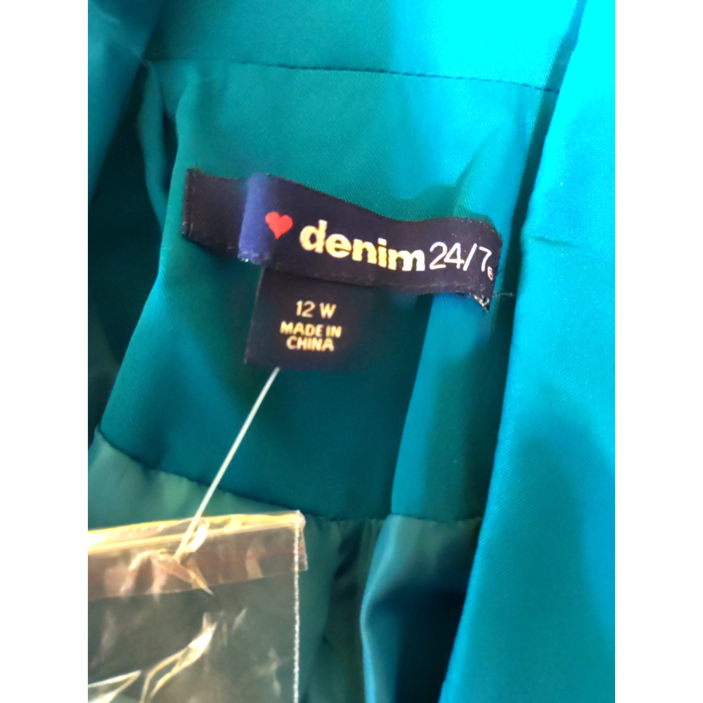 Denim 24/7 Women's Blazer Dark Blue Green Size 12W Long Sleeve Career Business - Picture 5 of 8